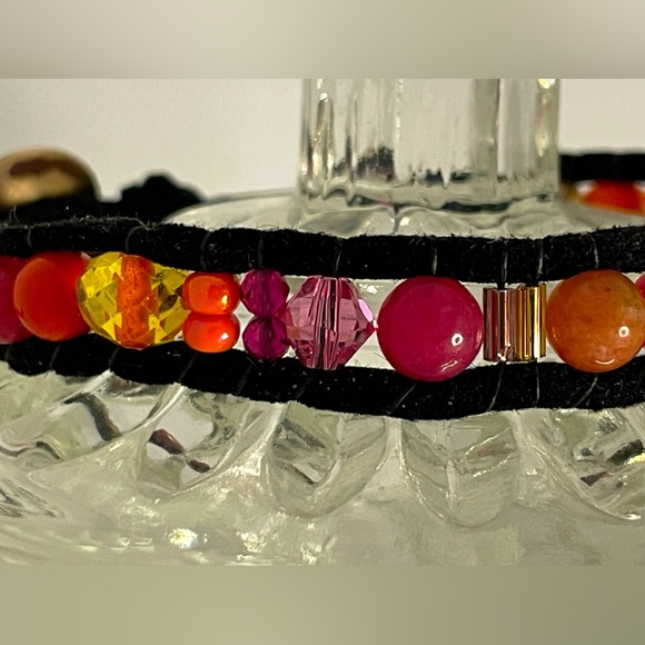 New Retro Swarovski Crystal Tourmaline Vintage Wrap Bracelet - Picture 6 of 8